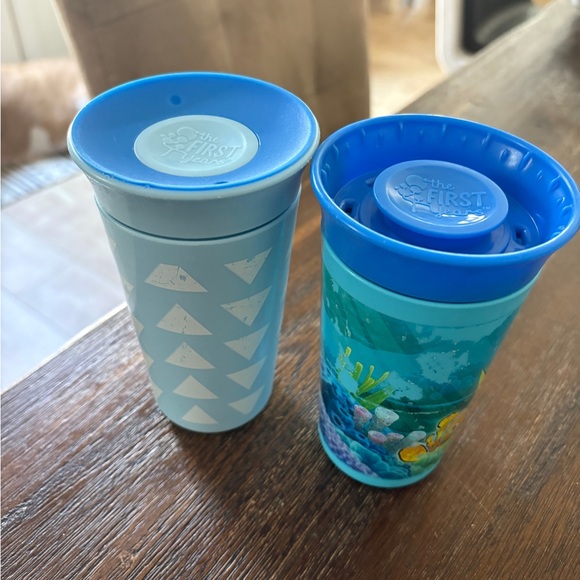 Blue Sippy Cups with Ocean and Arrow Designs - Picture 1 of 1